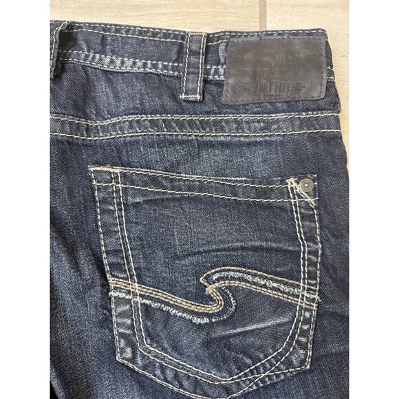 Silver Jeans Mens 36x30 Blue Denim Zac Bootcut Distressed‎ Grunge Cotton - Picture 7 of 8